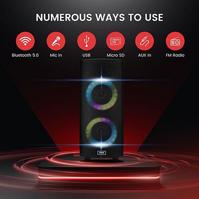 Pyle Portable Wireless Bluetooth PA Speaker System with LED Lights and Microphone