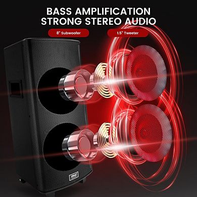 Pyle Portable Wireless Bluetooth PA Speaker System with LED Lights and Microphone