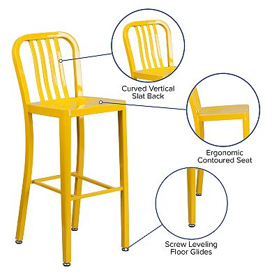 Flash Furniture 30'' High Metal Indoor-Outdoor Barstool with Vertical Slat Back