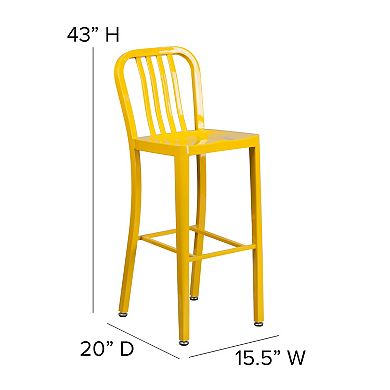 Flash Furniture 30'' High Metal Indoor-Outdoor Barstool with Vertical Slat Back
