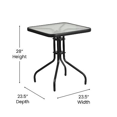 Flash Furniture 3 Piece Patio Dining Set - Glass Table, 2 Flex Stack Chairs