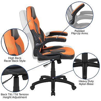 Flash Furniture High Back Racing Style Ergonomic Gaming Chair with Flip-Up Arms