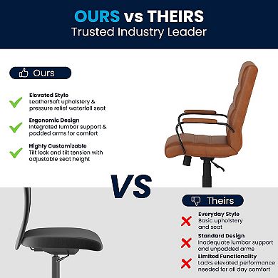 Flash Furniture Mid-Back Executive Swivel Office Chair with Metal Frame/Arms