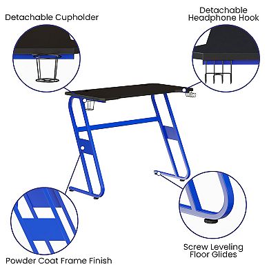 Flash Furniture Professional Gaming Ergonomic Desk with Cup Holder and Headphone Hook