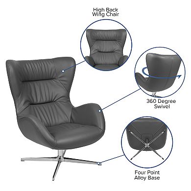 Flash Furniture Home and Office Retro Swivel Wing Accent Chair