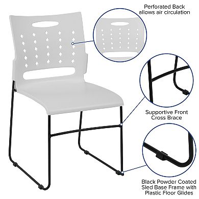 Flash Furniture 881 lb. Capacity Sled Base Stack Chair with Carry Handle and Air-Vent Back