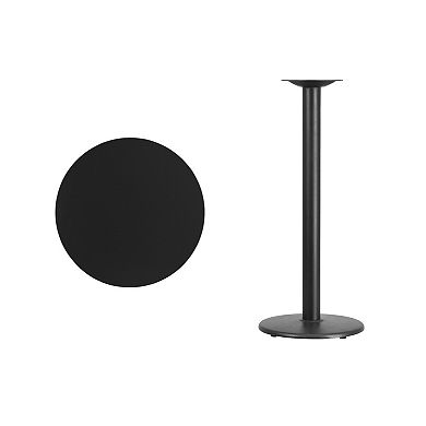 Flash Furniture 24'' Round Laminate Table Top with 18'' Round Bar Height Table Base