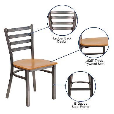 Flash Furniture Clear Coated Ladder Back Metal Restaurant Chair