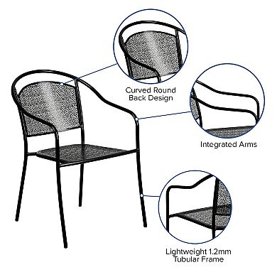 Flash Furniture Indoor-Outdoor Steel Patio Arm Chair with Round Back