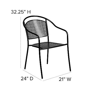 Flash Furniture Indoor-Outdoor Steel Patio Arm Chair with Round Back
