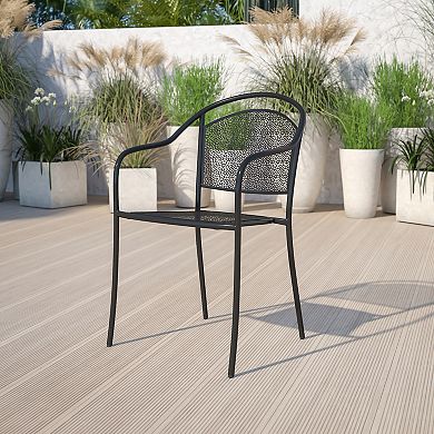 Flash Furniture Indoor-Outdoor Steel Patio Arm Chair with Round Back