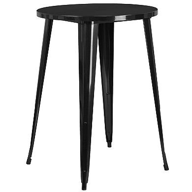 Flash Furniture 30'' Round Metal Indoor-Outdoor Bar Table Set with 2 Vertical Slat Back Stools