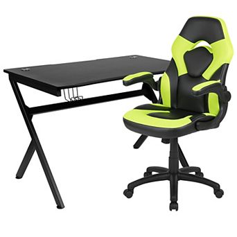 Flash Furniture Gaming Desk Bundle - Cup/Headphone Holders, Wire Management