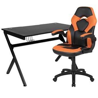 Flash Furniture Gaming Desk Bundle - Cup/Headphone Holders, Wire Management