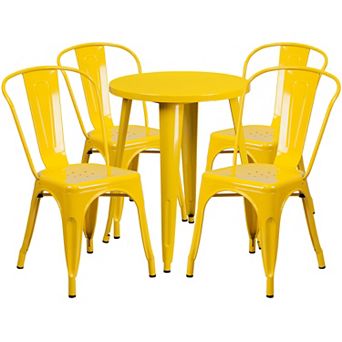 Flash Furniture 24'' Round Metal Indoor-Outdoor Table Set with 4 Cafe Chairs