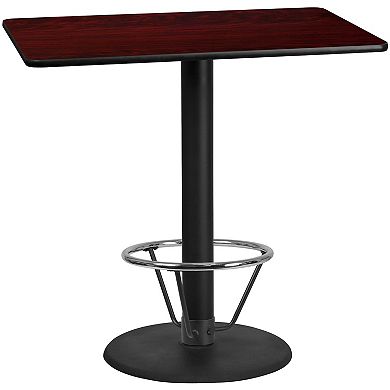 Flash Furniture 30'' x 48'' Rectangular Laminate Table Top with 24'' Round Bar Height Table Base