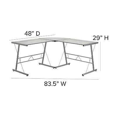 Flash Furniture L-Shaped Computer Corner Glass Desk, Gaming Desk, Home Office Corner Desk