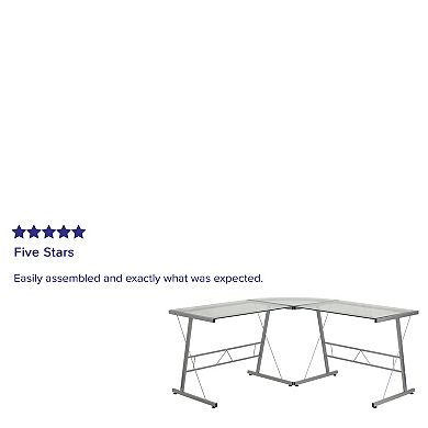Flash Furniture L-Shaped Computer Corner Glass Desk, Gaming Desk, Home Office Corner Desk