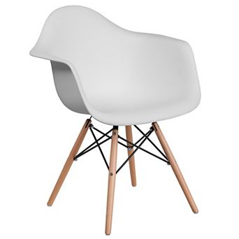Flash Furniture Plastic Chair with Arms and Wooden Legs