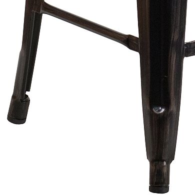 Flash Furniture 24" High Backless Metal Counter Height Stool with Square Wood Seat