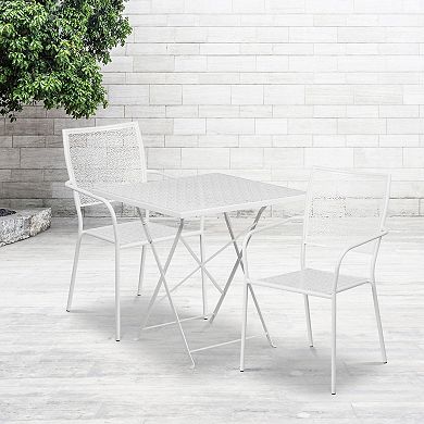 Flash Furniture 28'' Square Indoor-Outdoor Folding Patio Table Set with 2 Square Back Chairs