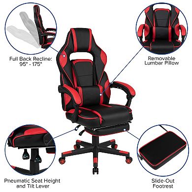 Flash Furniture Gaming Bundle-Cup/Headphone Desk & Reclining Footrest Chair