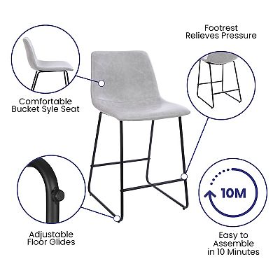 Flash Furniture 24 inch LeatherSoft Counter Height Barstools, Set of 2