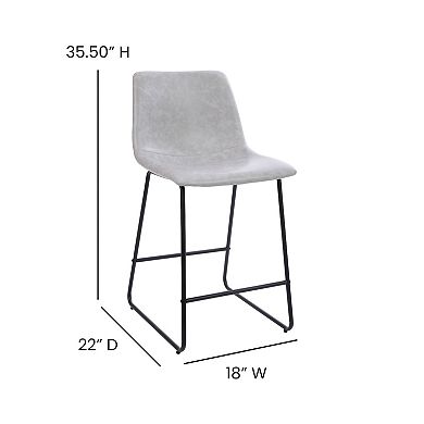 Flash Furniture 24 inch LeatherSoft Counter Height Barstools, Set of 2