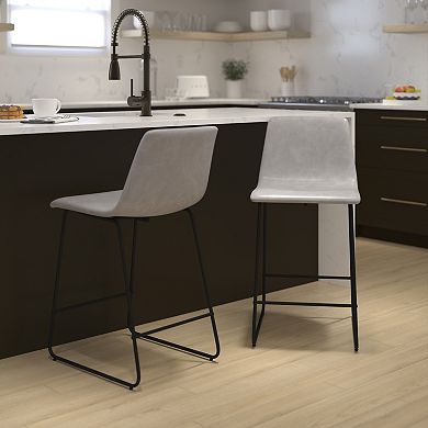 Flash Furniture 24 inch LeatherSoft Counter Height Barstools, Set of 2