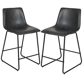 Flash Furniture 24 inch LeatherSoft Counter Height Barstools, Set of 2