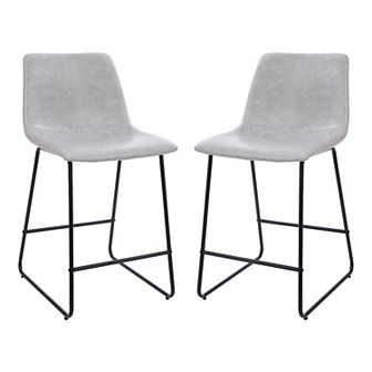 Flash Furniture 24 inch LeatherSoft Counter Height Barstools, Set of 2