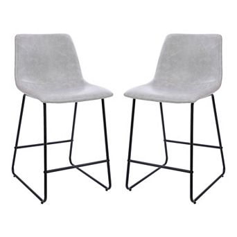 Flash Furniture 24 inch LeatherSoft Counter Height Barstools, Set of 2