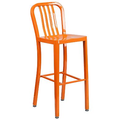 Flash Furniture 24'' Round Metal Indoor-Outdoor Bar Table Set with 4 Vertical Slat Back Stools