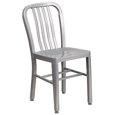 Flash Furniture 30'' Round Metal Indoor-Outdoor Table Set with 4 Vertical Slat Back Chairs