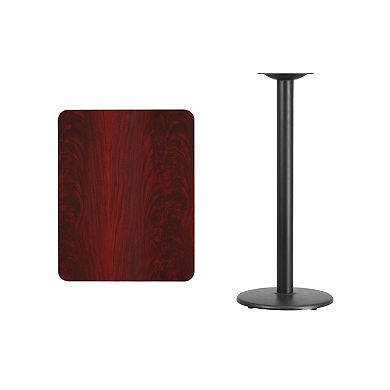 Flash Furniture 24'' x 30'' Rectangular Laminate Table Top with 18'' Round Bar Height Table Base