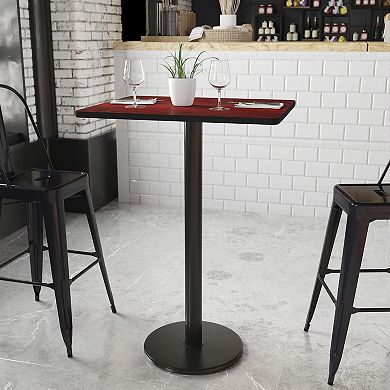 Flash Furniture 24'' x 30'' Rectangular Laminate Table Top with 18'' Round Bar Height Table Base