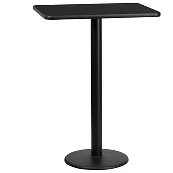 Flash Furniture 24'' x 30'' Rectangular Laminate Table Top with 18'' Round Bar Height Table Base