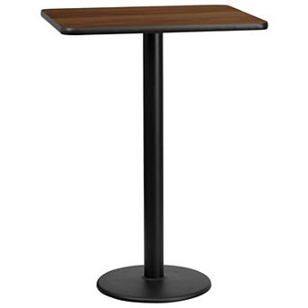 Flash Furniture 24'' x 30'' Rectangular Laminate Table Top with 18'' Round Bar Height Table Base
