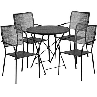 Flash Furniture 30'' Round Indoor-Outdoor Folding Patio Table Set with 4 Square Back Chairs
