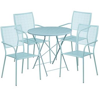 Flash Furniture 30'' Round Indoor-Outdoor Folding Patio Table Set with 4 Square Back Chairs
