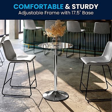 Flash Furniture 23.5" Round Adjustable Height Glass Table (Adjustable Range 33.5" - 41")
