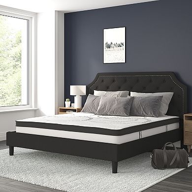Flash Furniture Tufted Platform Bed with 10 Inch Pocket Spring Mattress