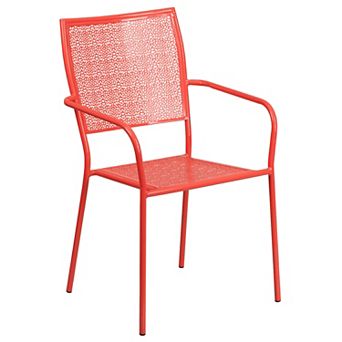 Flash Furniture Indoor-Outdoor Steel Patio Arm Chair with Square Back