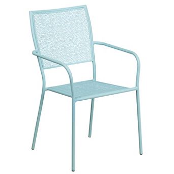 Flash Furniture Indoor-Outdoor Steel Patio Arm Chair with Square Back