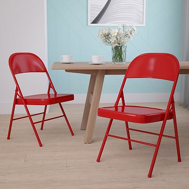 Flash Furniture 2 Pack Double Braced Metal Folding Chair