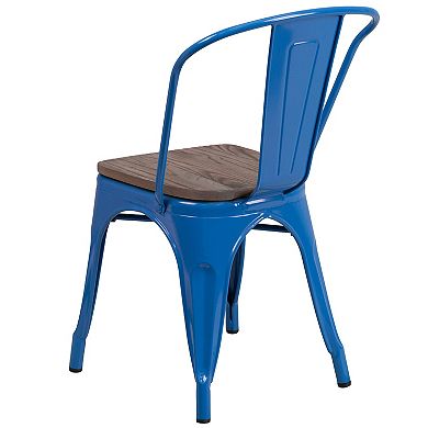 Flash Furniture Metal Stackable Chair with Wood Seat