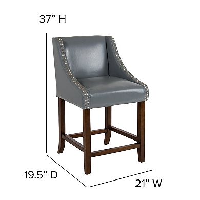 Flash Furniture 24" High Transitional Wood Counter Height Stool with Nail Trim, Set of 2