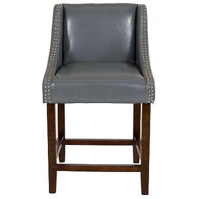 Flash Furniture 24" High Transitional Wood Counter Height Stool with Nail Trim, Set of 2