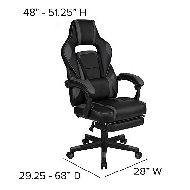 Flash Furniture Gaming Desk Set - Cup/Headset Holder/Reclining & Footrest