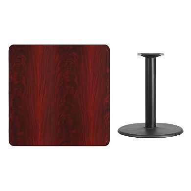 Flash Furniture 36'' Square Laminate Table Top with 24'' Round Table Height Base